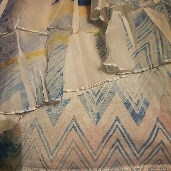 XXL French Bazaar Top Front Floral Multicolor Layers of Ruffles Lined - Picture 5 of 7